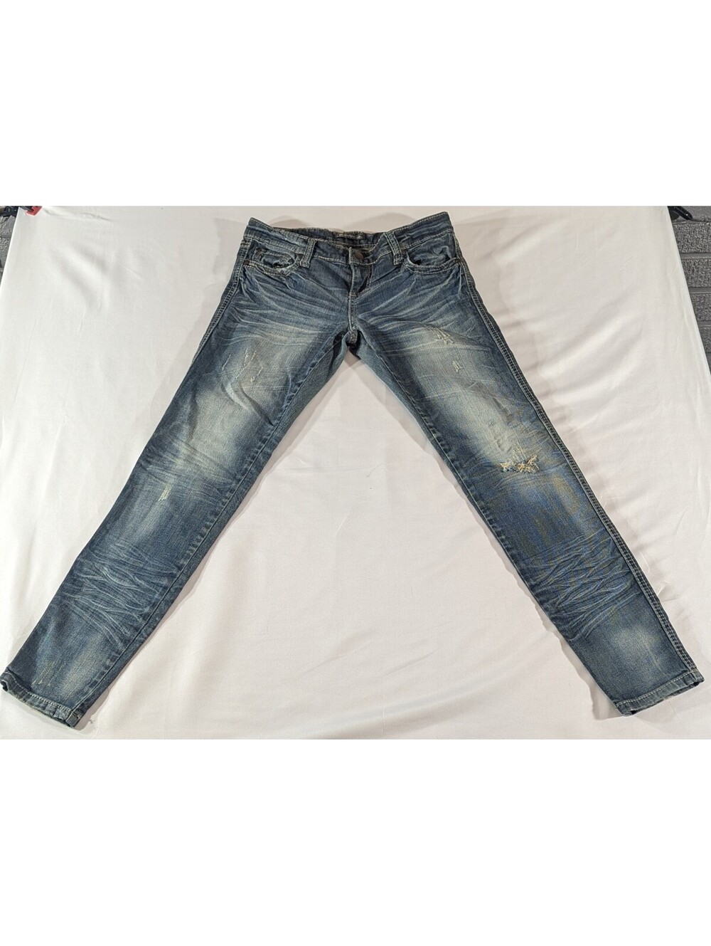 Underground Soul Women's Size 7 Distressed Skinny Jeans Blue Stretch Denim